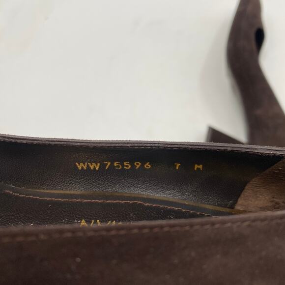 Stuart Weitzman 7 brown square toe block heels - Picture 7 of 7